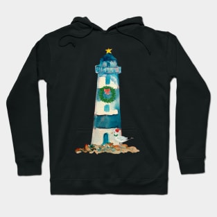 Christmas Watercolor Lighthouse Hoodie